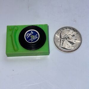 Vintage mid century green plastic record player cake‎ topper or toy